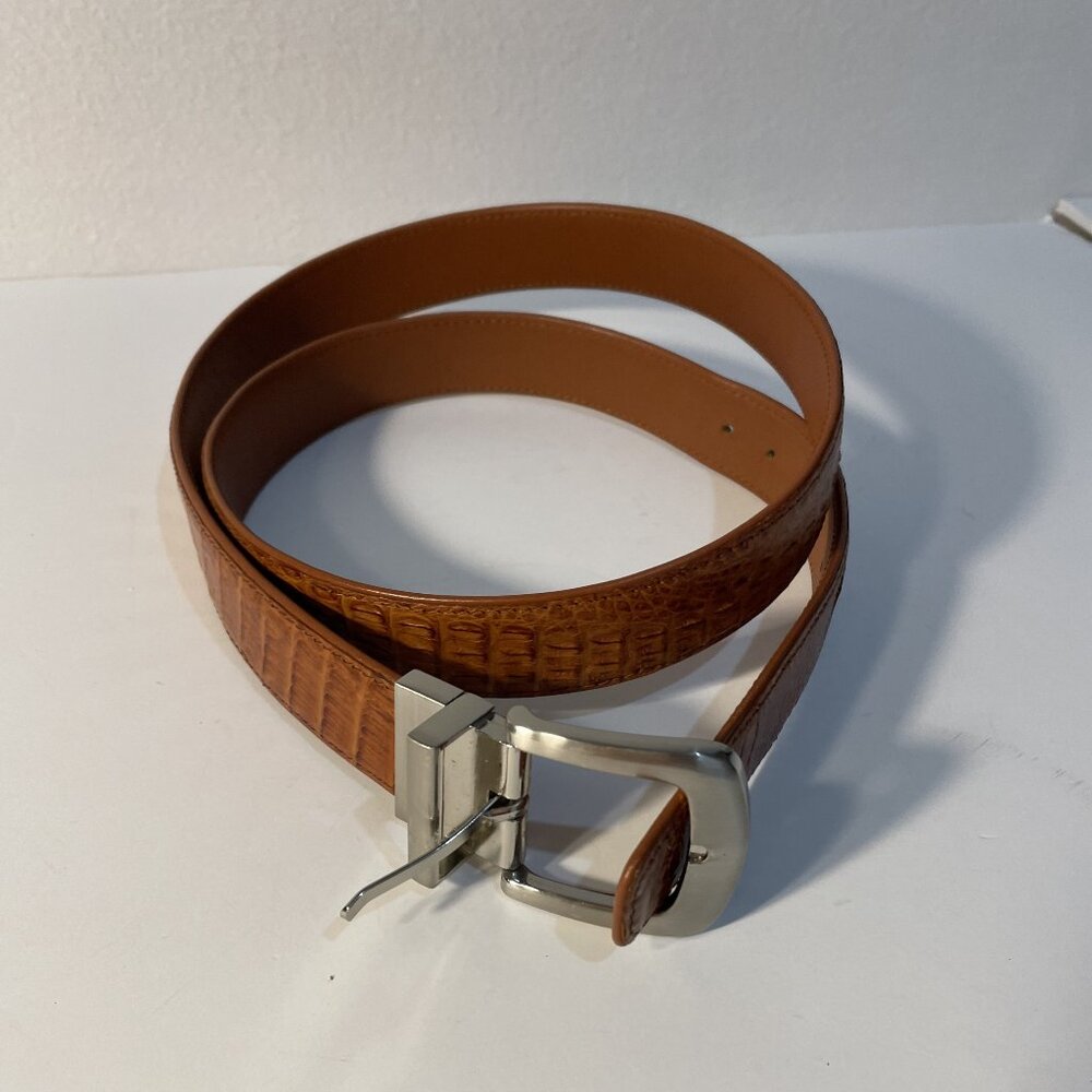 Luxury Custom  Genuine Crocodile Leather Skin Men's Belt chestnut brown size 42